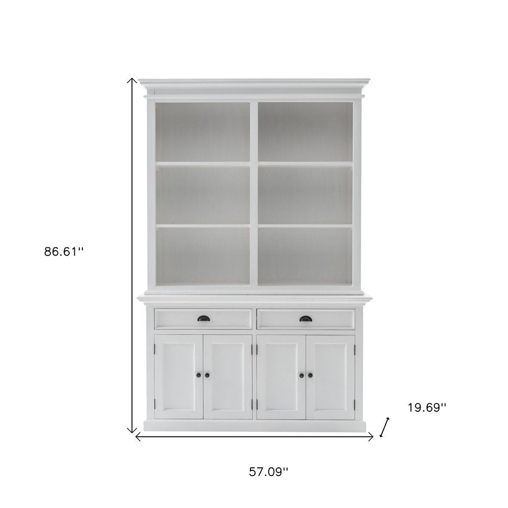 Montreux 87" White Solid Wood Adjustable 4-Tier Bookcase