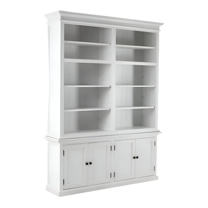 87" White Solid Wood Adjustable Four Tier Bookcase