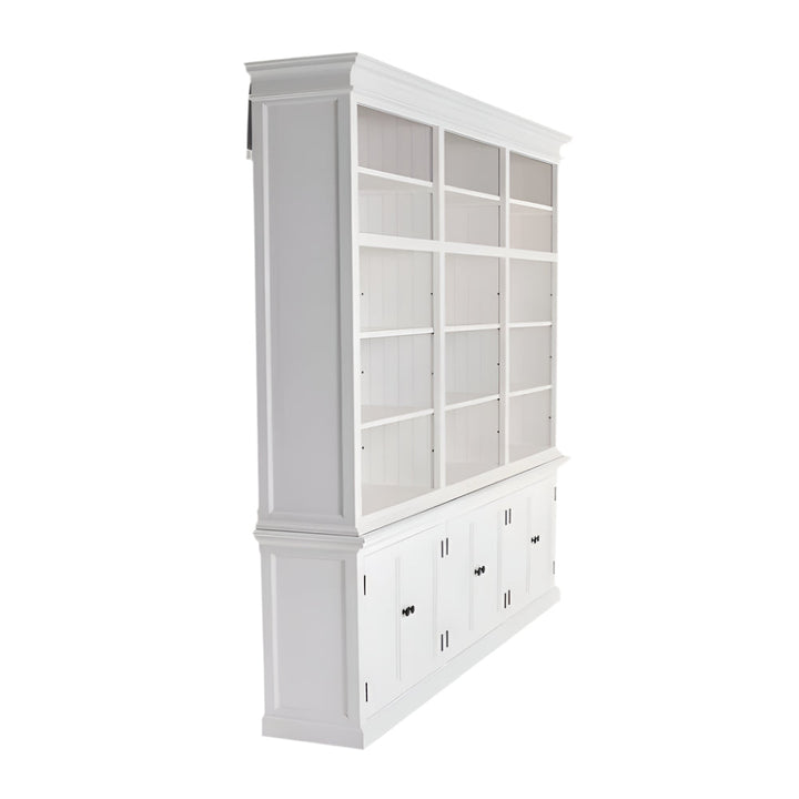 71" White Solid Wood Frame Dining Hutch With Multiple Shelves And Three Drawers