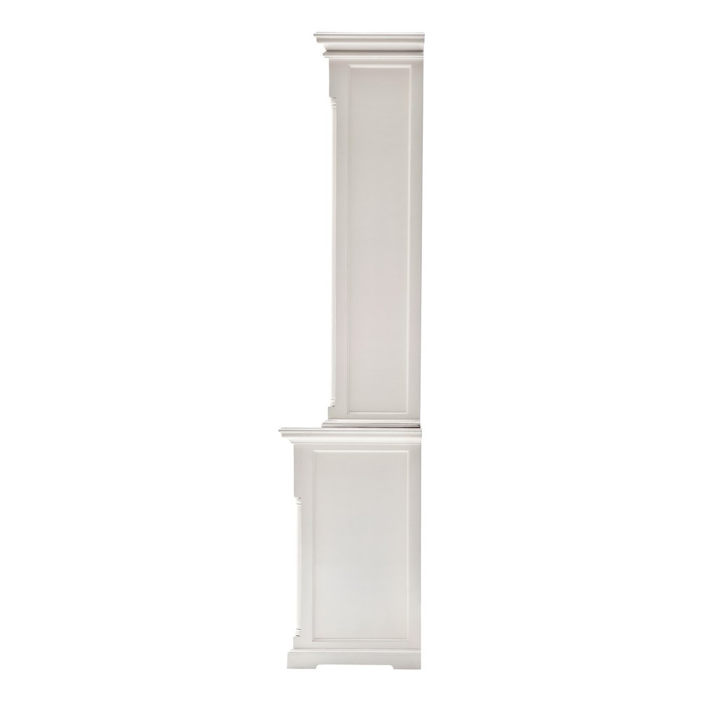 Savarin 87" White Solid Wood Hutch Cabinet with Drawers and Cabinet Storage
