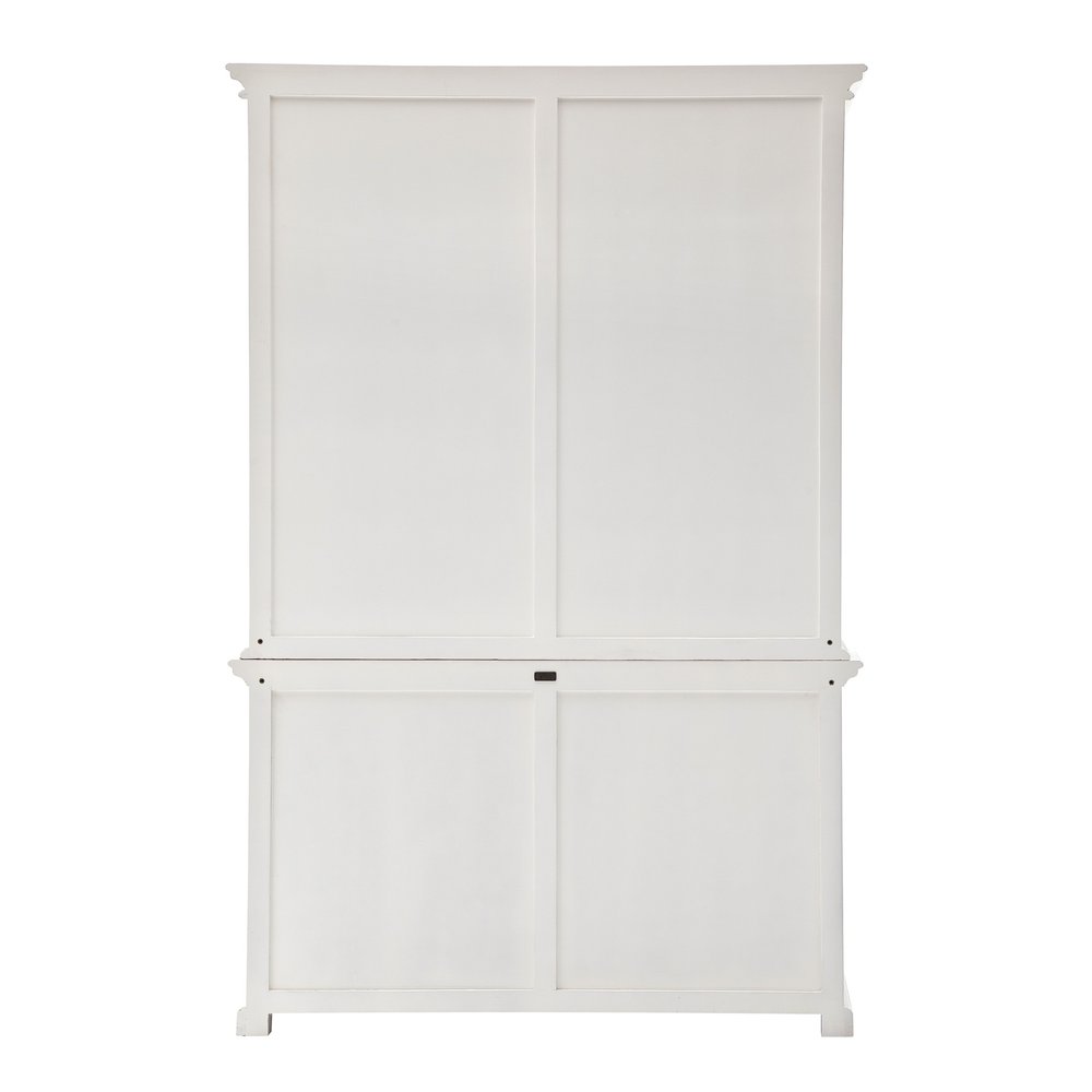 Savarin 87" White Solid Wood Hutch Cabinet with Drawers and Cabinet Storage