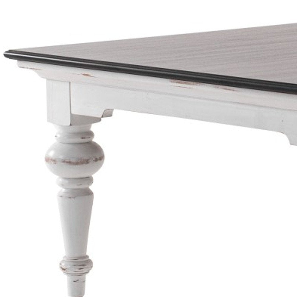 Rustic Farmhouse Two-Tone Square Coffee Table in Distressed Brown and White Wood