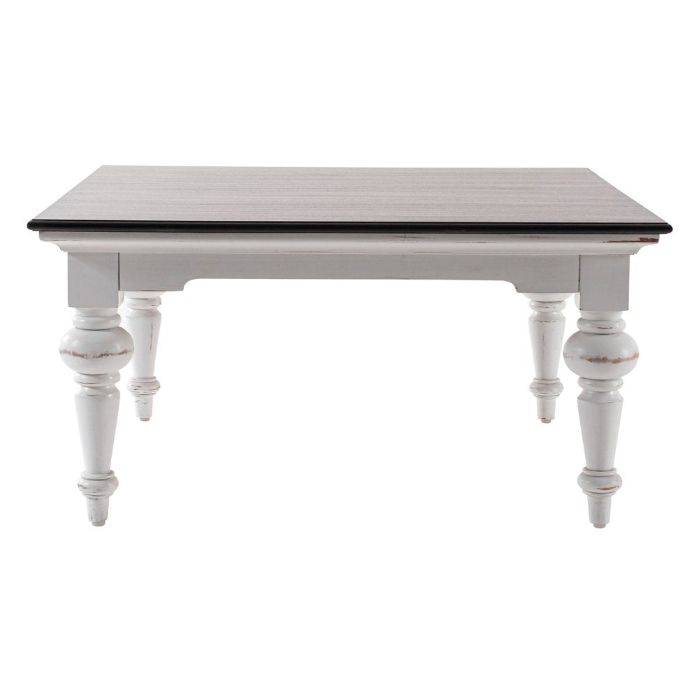 Rustic Farmhouse Two-Tone Square Coffee Table in Distressed Brown and White Wood