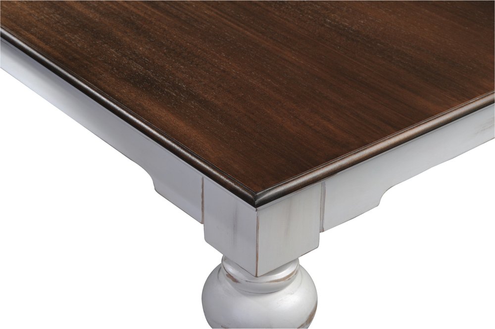 Rustic Farmhouse Two-Tone Square Coffee Table in Distressed Brown and White Wood