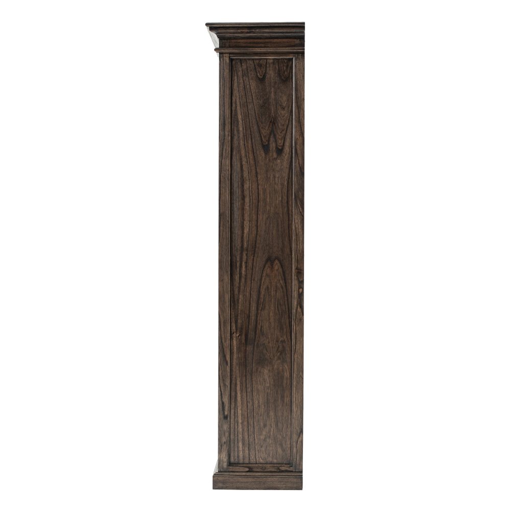 Lenoir 75" Brown and Black Solid Wood Bookcase with Drawer and 4 Tiers