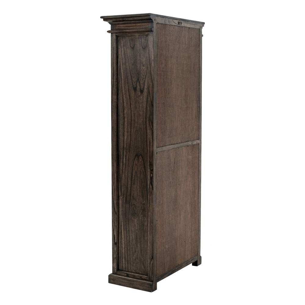 Lenoir 75" Brown and Black Solid Wood Bookcase with Drawer and 4 Tiers