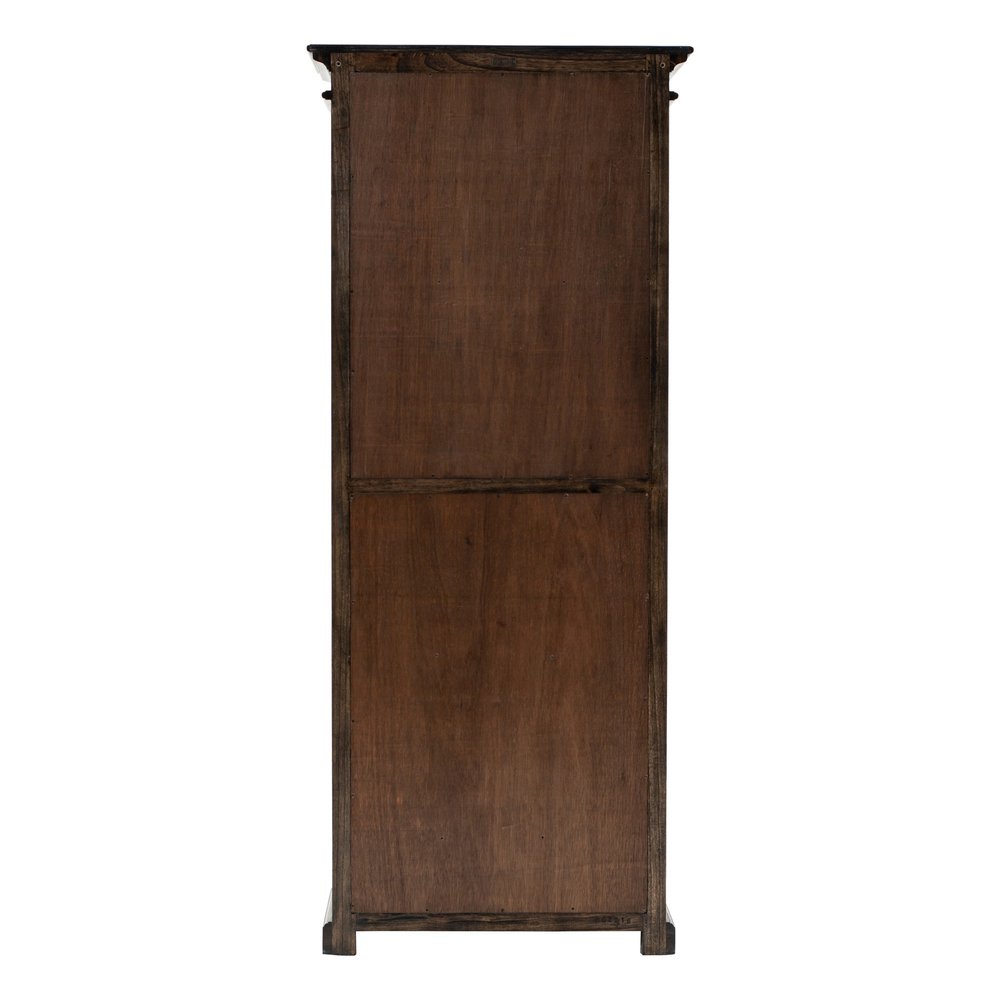 Lenoir 75" Brown and Black Solid Wood Bookcase with Drawer and 4 Tiers