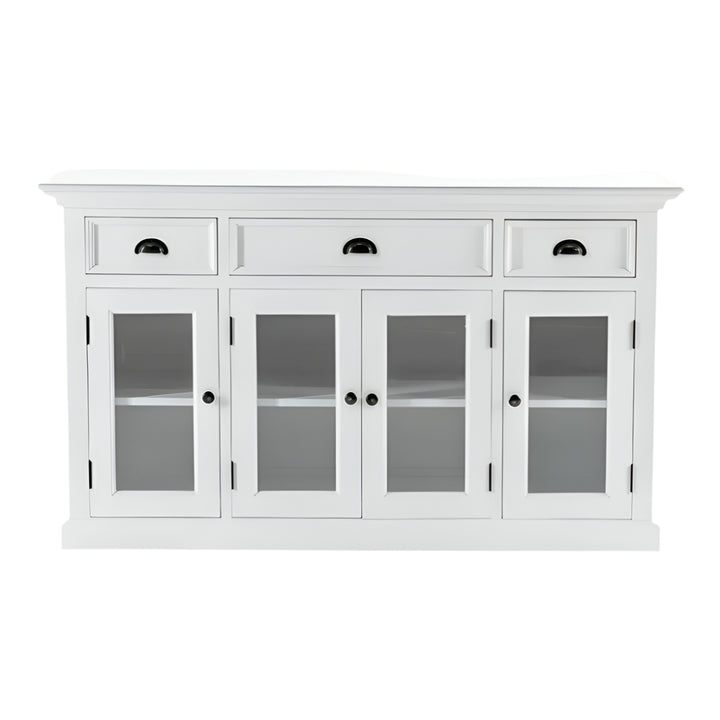 Sancerre 57" White Mahogany Sideboard with Glass Doors and Drawers