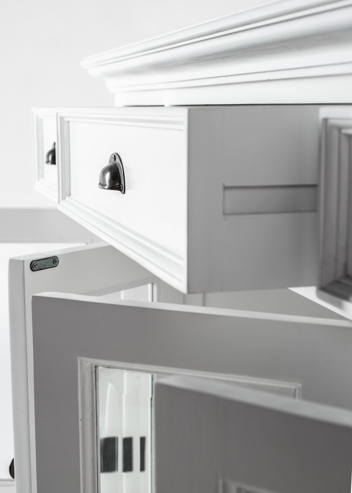 Sancerre 57" White Mahogany Sideboard with Glass Doors and Drawers