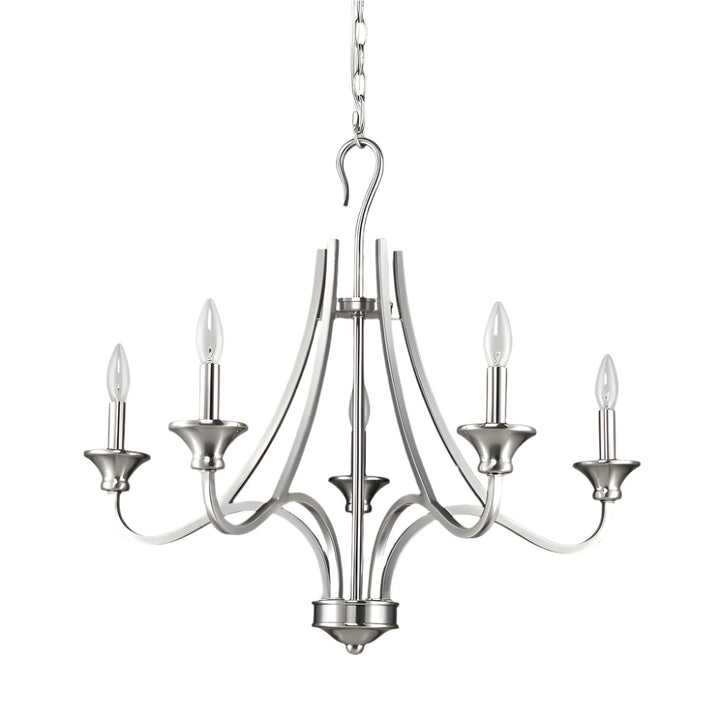 Élodie 28" Silver Metal Candle-Style Chandelier with Five Lights