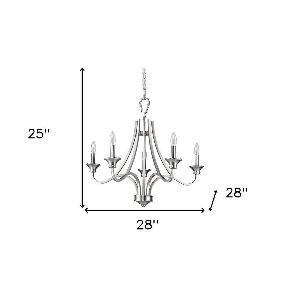 Élodie 28" Silver Metal Candle-Style Chandelier with Five Lights