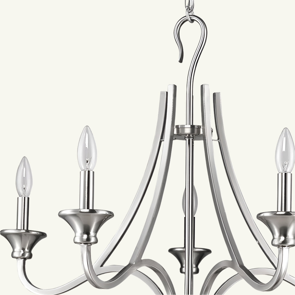 Élodie 28" Silver Metal Candle-Style Chandelier with Five Lights