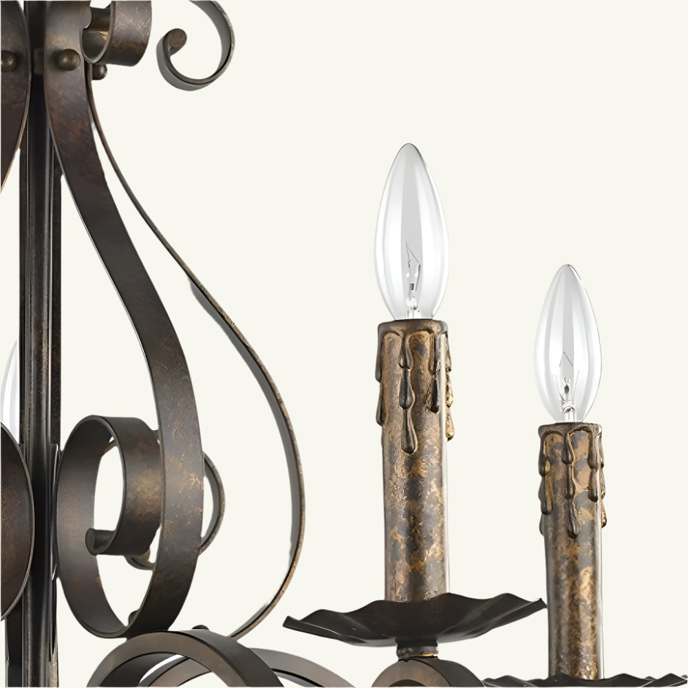 Aubrielle 24" Brown Metal Candle-Style Chandelier with Five Lights