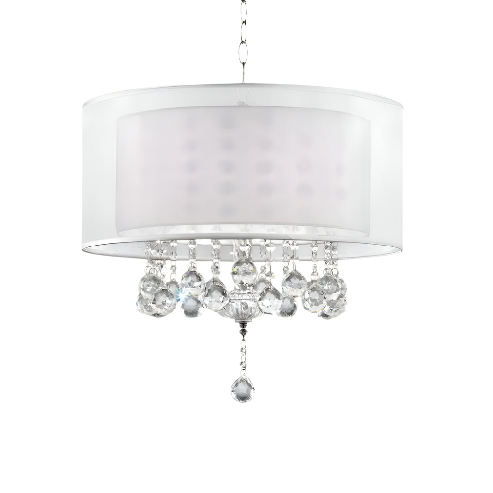 Élodie 20" Silver Chrome Ceiling Lamp with Crystal Accents and Dual Drum Shade