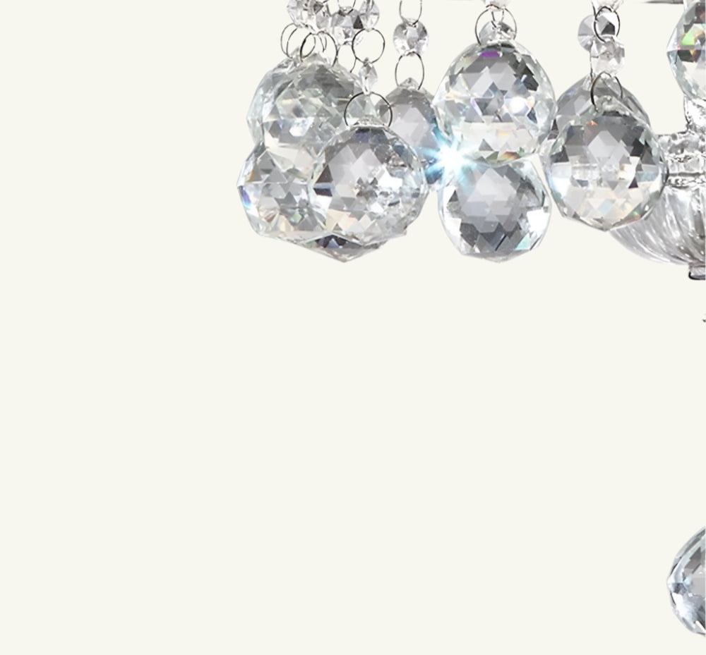 Élodie 20" Silver Chrome Ceiling Lamp with Crystal Accents and Dual Drum Shade