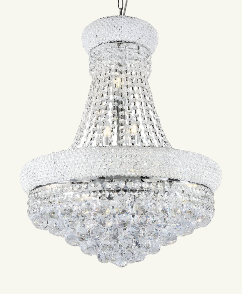 Adagio 26" Silver Empire Crystal LED Chandelier with Glass Shade