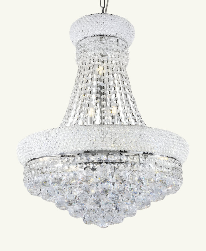 Adagio 26" Silver Empire Crystal LED Chandelier with Glass Shade