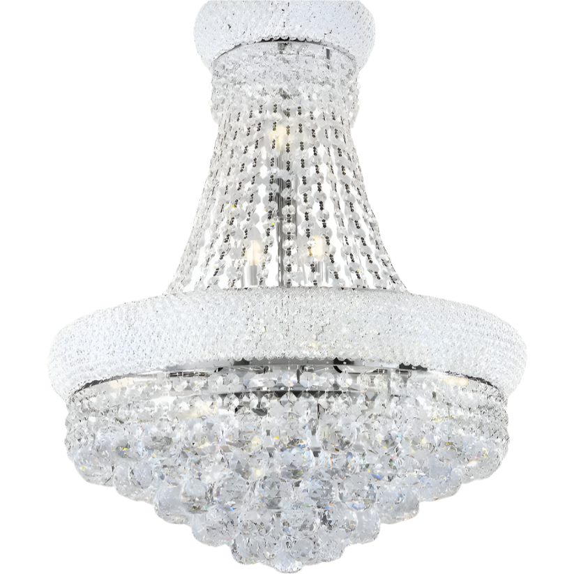 Adagio 26" Silver Empire Crystal LED Chandelier with Glass Shade