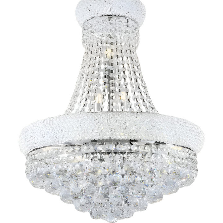 Adagio 26" Silver Empire Crystal LED Chandelier with Glass Shade