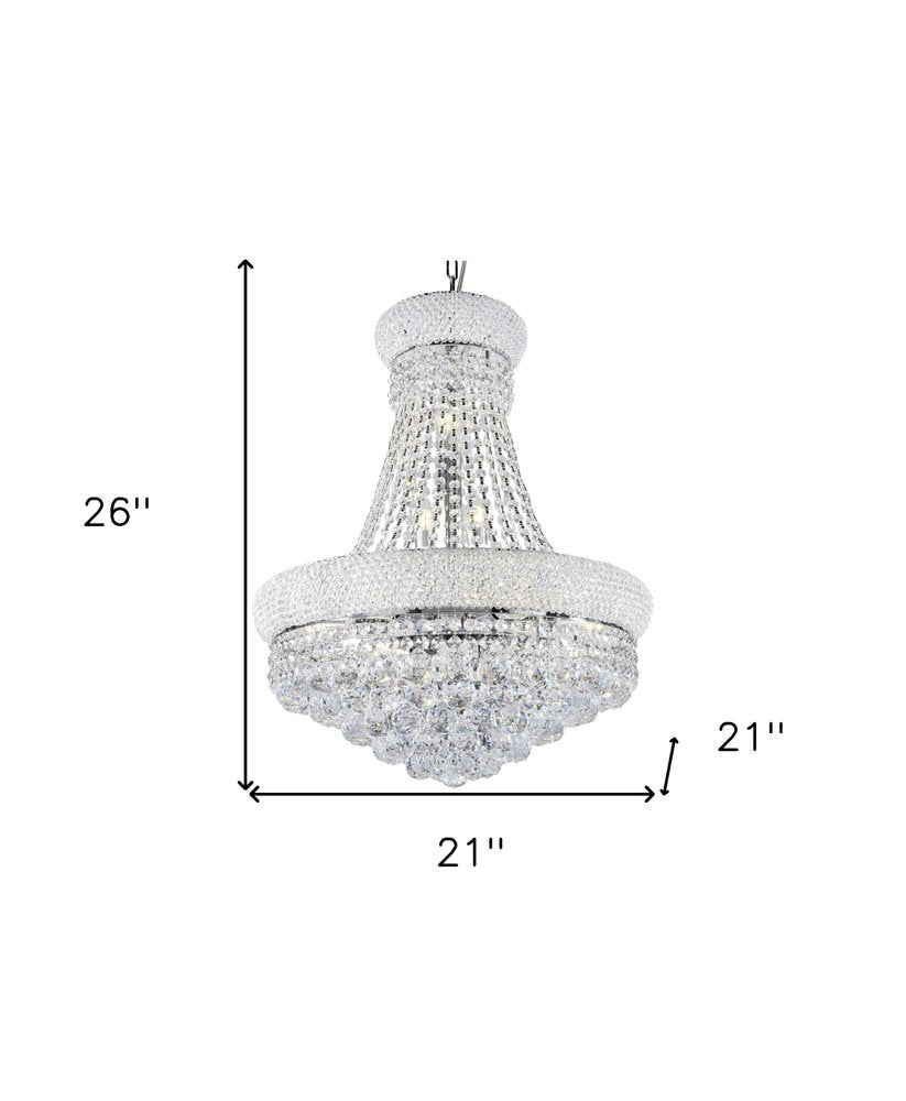 Adagio 26" Silver Empire Crystal LED Chandelier with Glass Shade