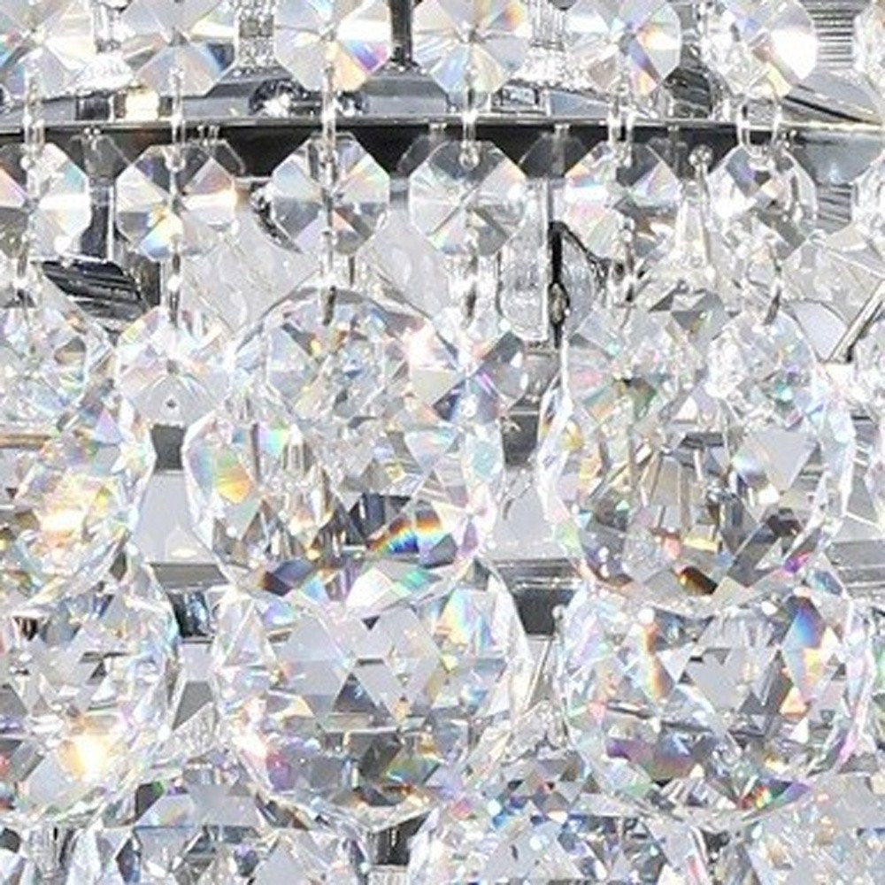 Adagio 26" Silver Empire Crystal LED Chandelier with Glass Shade