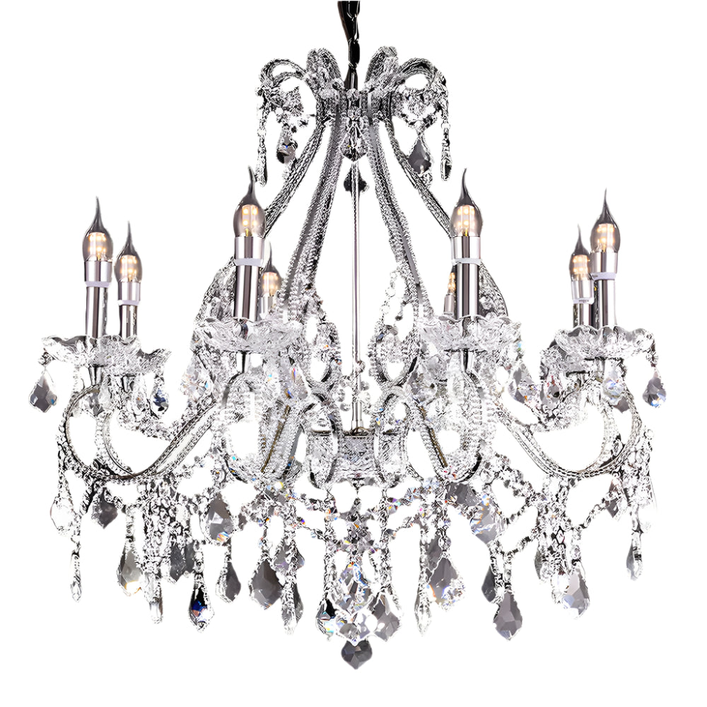 Étoile 28" Transparent Glass Empire LED Chandelier with Eight Lights