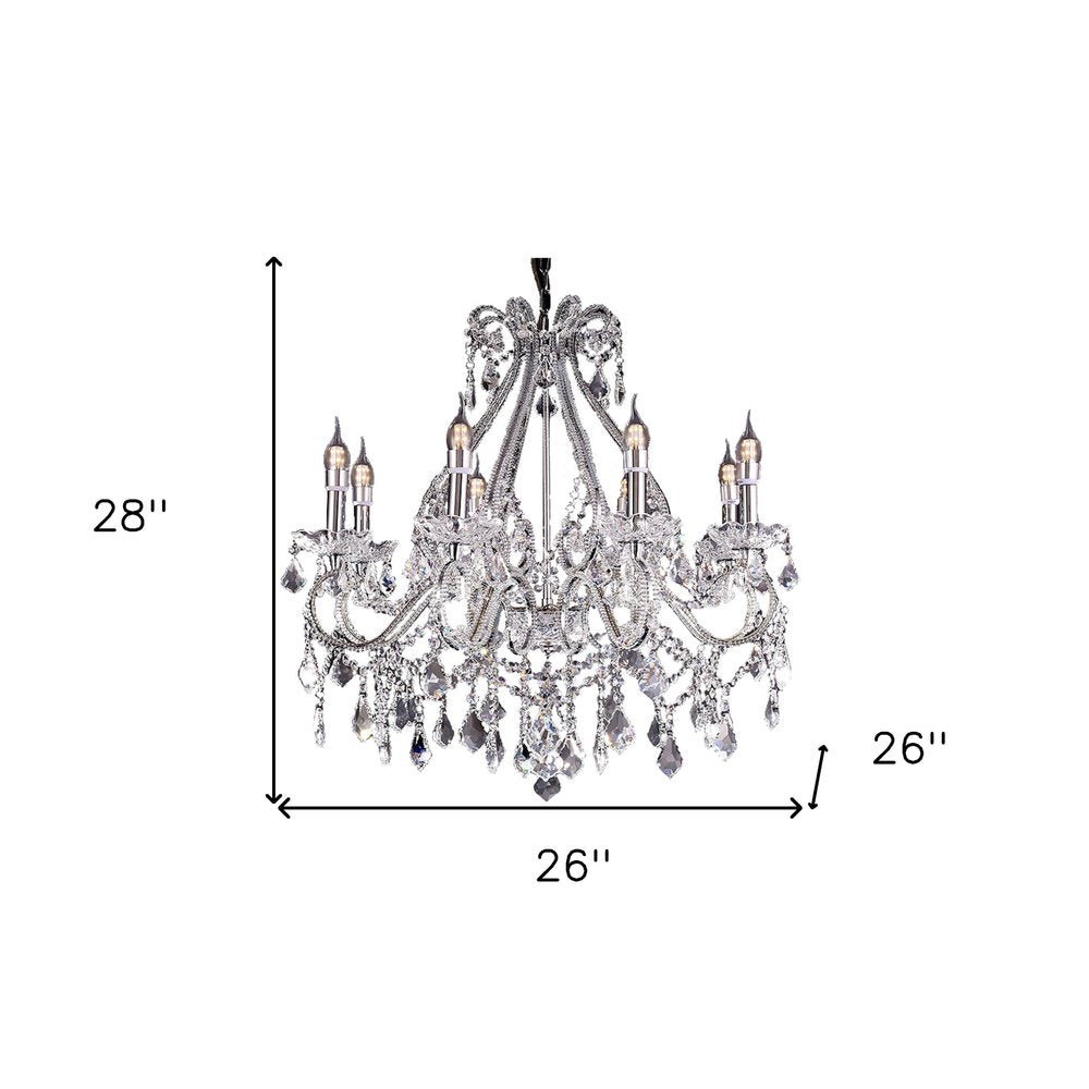 Étoile 28" Transparent Glass Empire LED Chandelier with Eight Lights