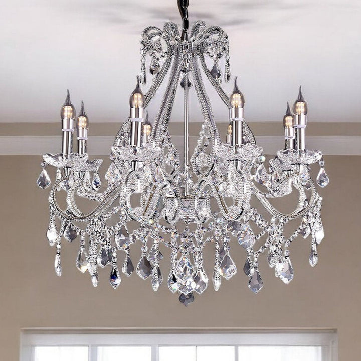 Étoile 28" Transparent Glass Empire LED Chandelier with Eight Lights