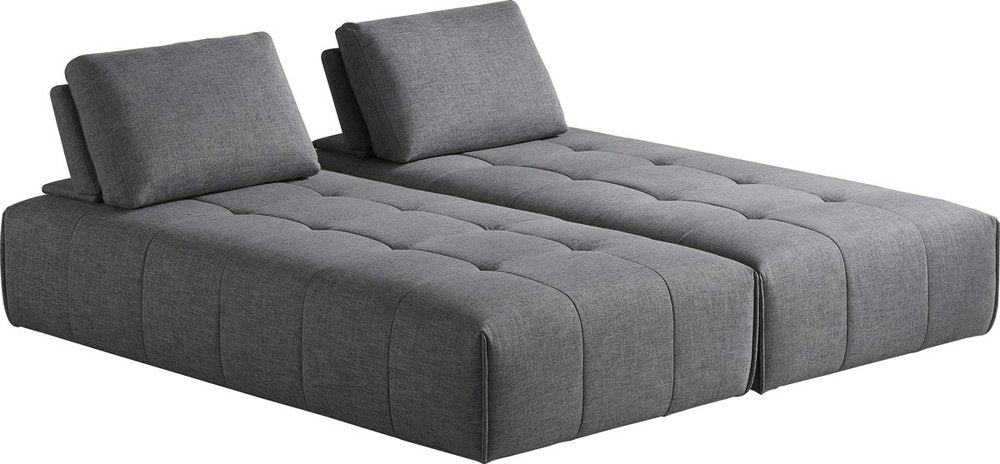 Marseille Gray Polyester Modular L-Shaped Sofa and Chaise Sectional with Toss Pillows