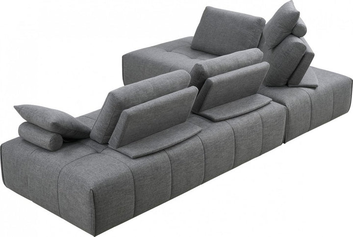 Marseille Gray Polyester Modular L-Shaped Sofa and Chaise Sectional with Toss Pillows