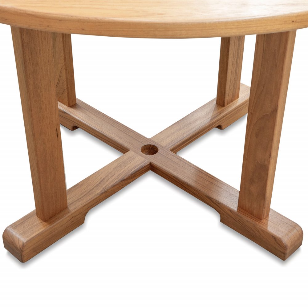 Marin 48" Brown Solid Teak Round Dining Table with Slatted Top