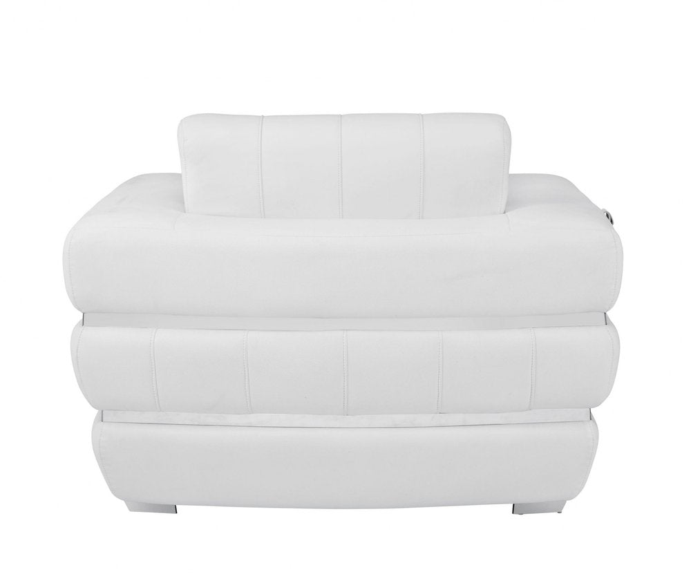 Lugano 48" White Italian Leather Armchair with Square Arms and Web Suspension