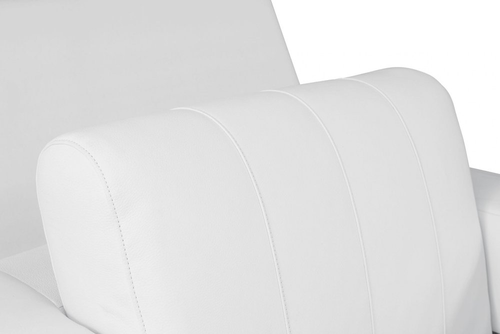 Lugano 48" White Italian Leather Armchair with Square Arms and Web Suspension