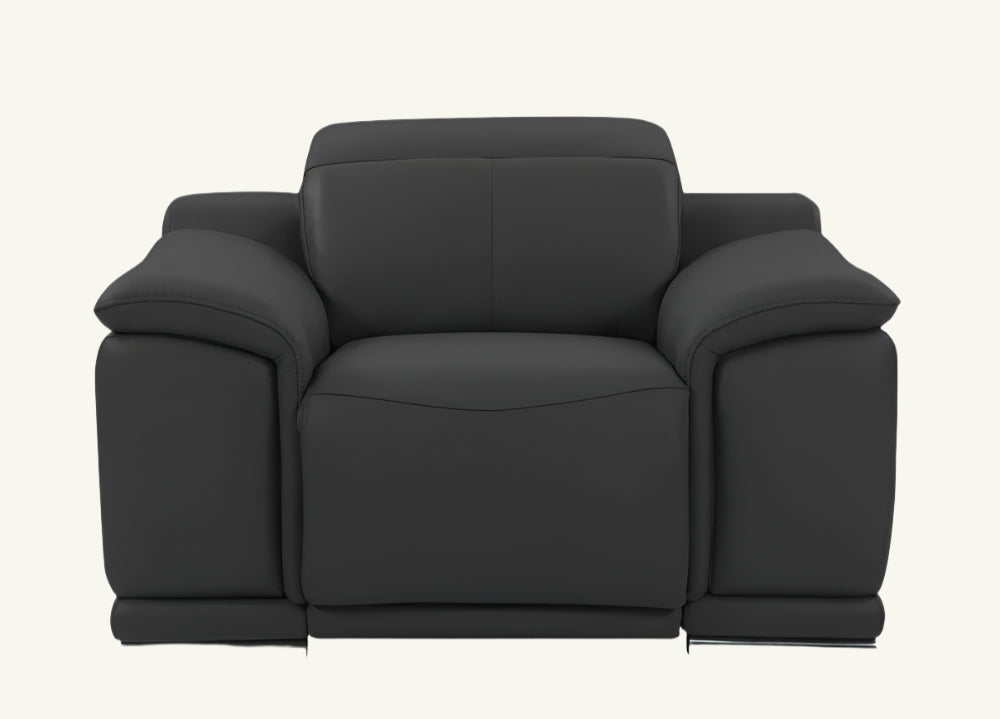 Modena 48" Dark Slate Gray Italian Leather Armchair with Square Arms