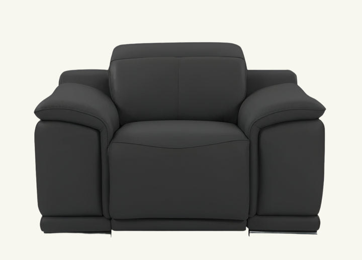 Modena 48" Dark Slate Gray Italian Leather Armchair with Square Arms
