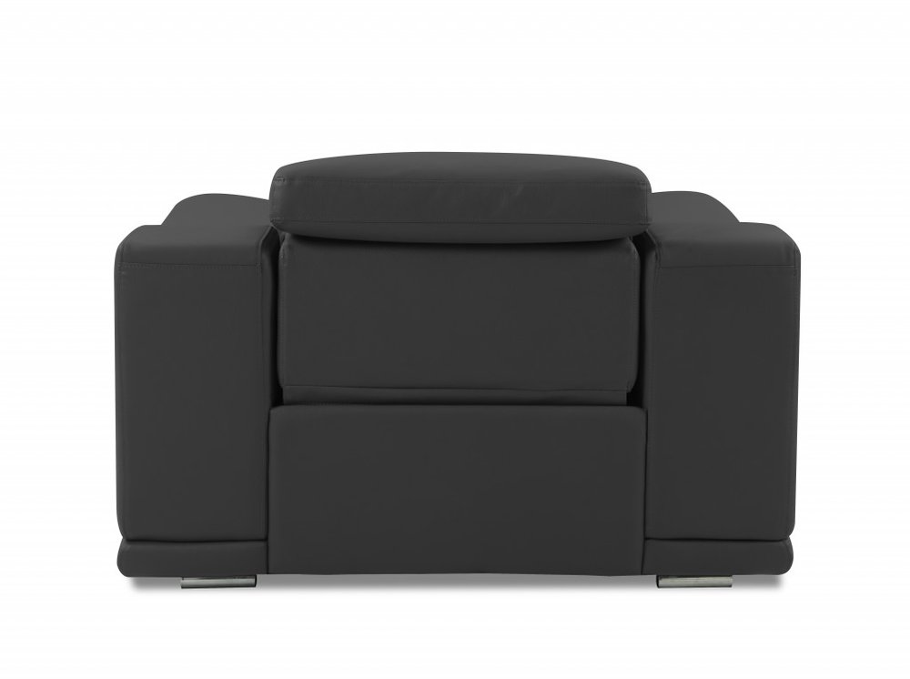 Modena 48" Dark Slate Gray Italian Leather Armchair with Square Arms