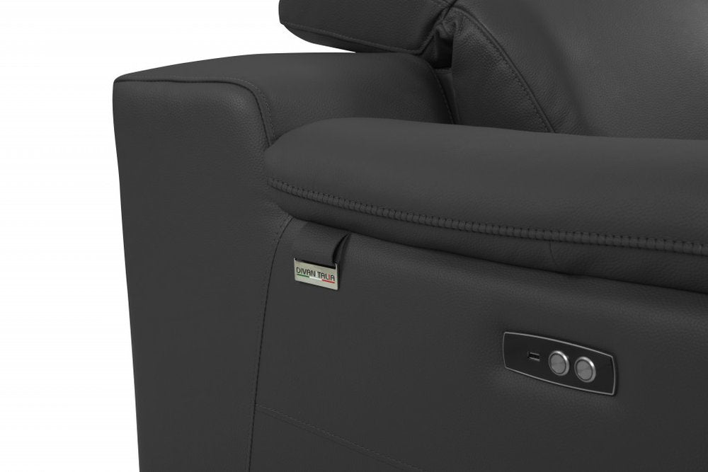 Modena 48" Dark Slate Gray Italian Leather Armchair with Square Arms