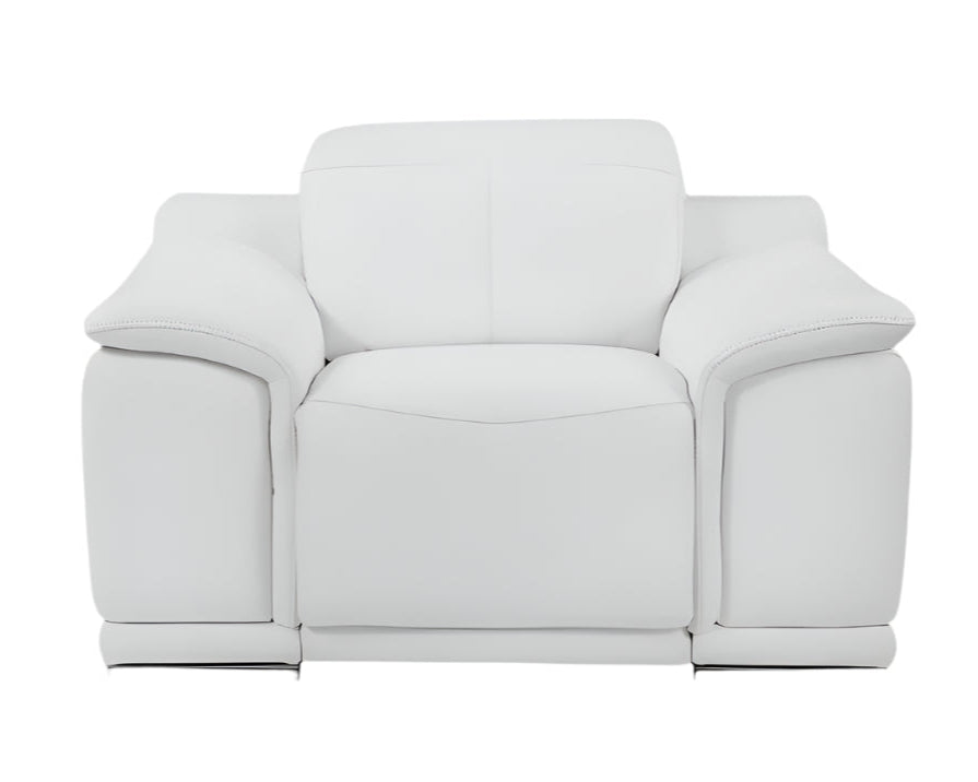 Siena 48" White Italian Leather Armchair with Square Arms
