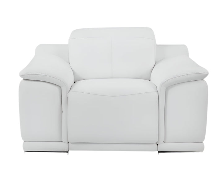 Siena 48" White Italian Leather Armchair with Square Arms