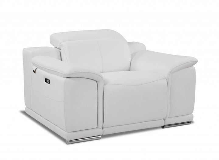Siena 48" White Italian Leather Armchair with Square Arms