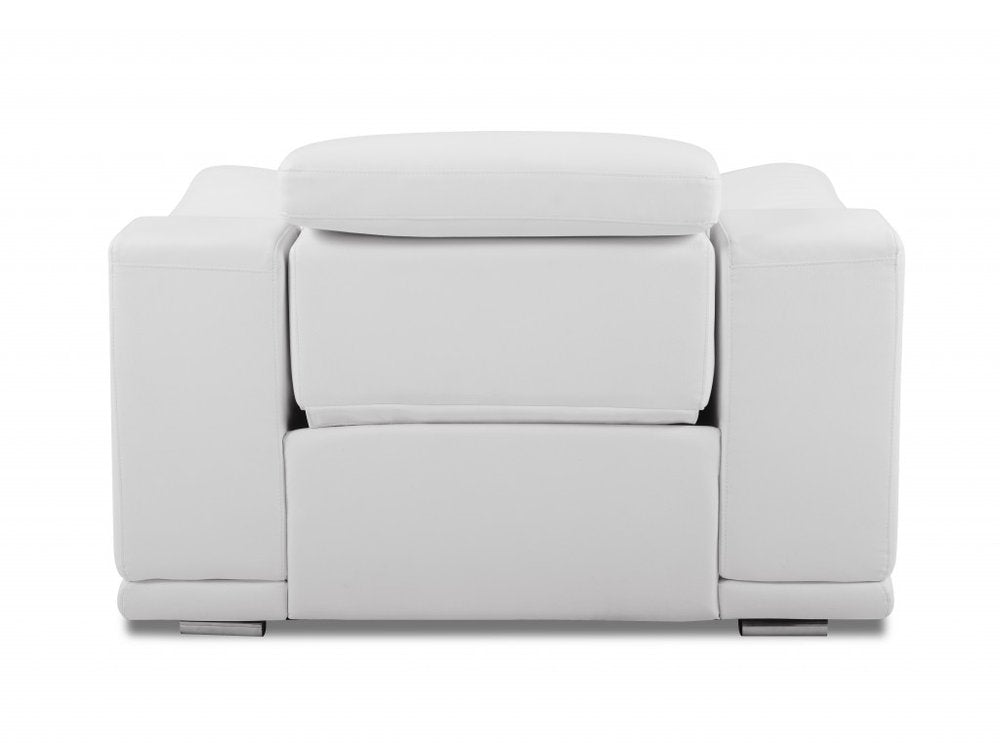 Siena 48" White Italian Leather Armchair with Square Arms