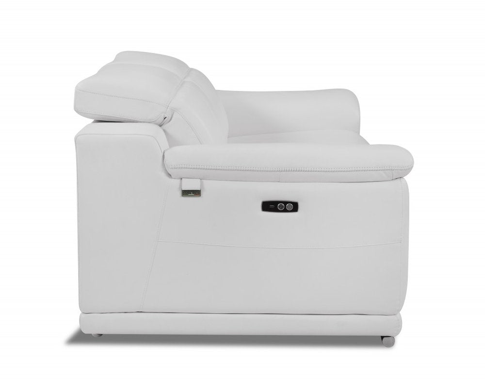 Siena 48" White Italian Leather Armchair with Square Arms