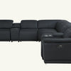 Modena Black Premium Italian Leather Power Reclining U-Shaped 8-Piece Sectional with Dual Consoles and USB Ports