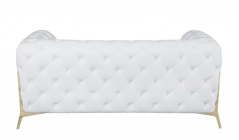 Giulietta 69" White Italian Leather Loveseat with Gold Legs
