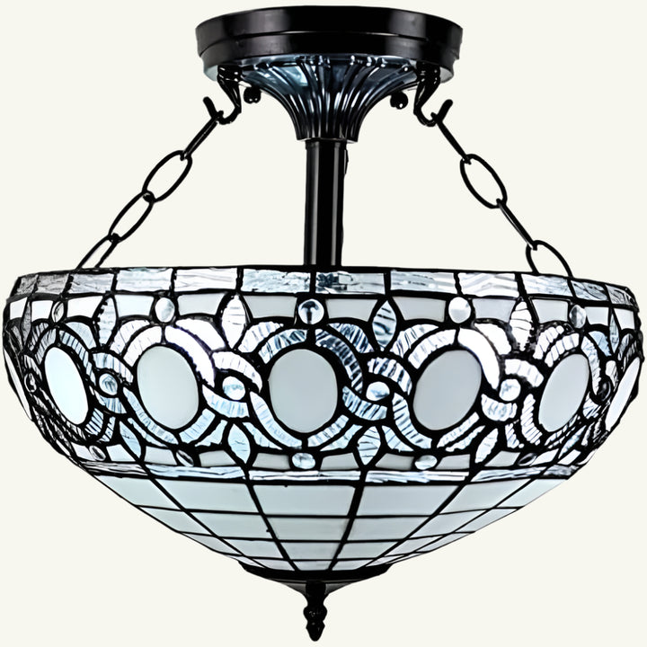 Celeste 16" Tiffany-Style Semi Flush Ceiling Light in Blue and Black
