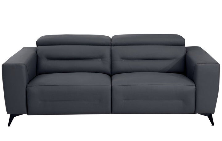 Luciano 83" Gray Italian Leather USB Power Reclining Sofa with Black Legs