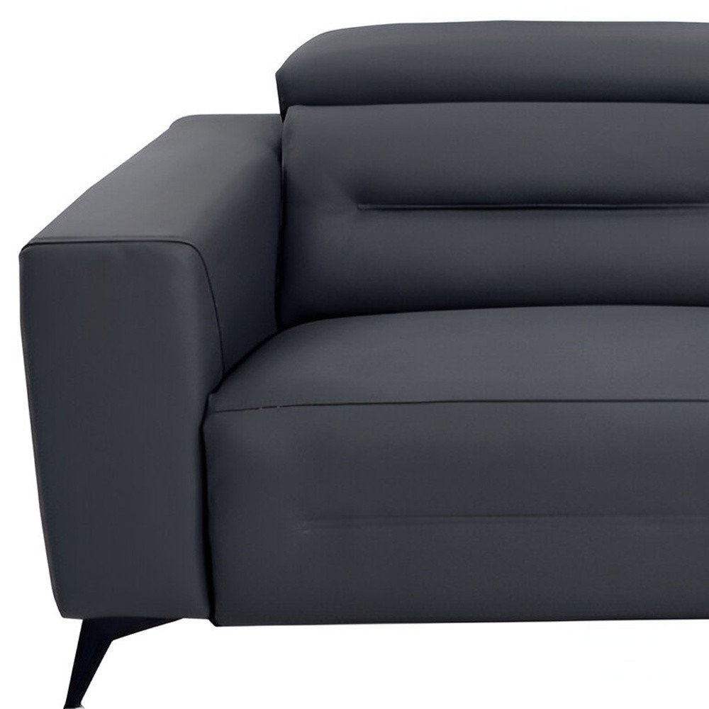 Luciano 83" Gray Italian Leather USB Power Reclining Sofa with Black Legs