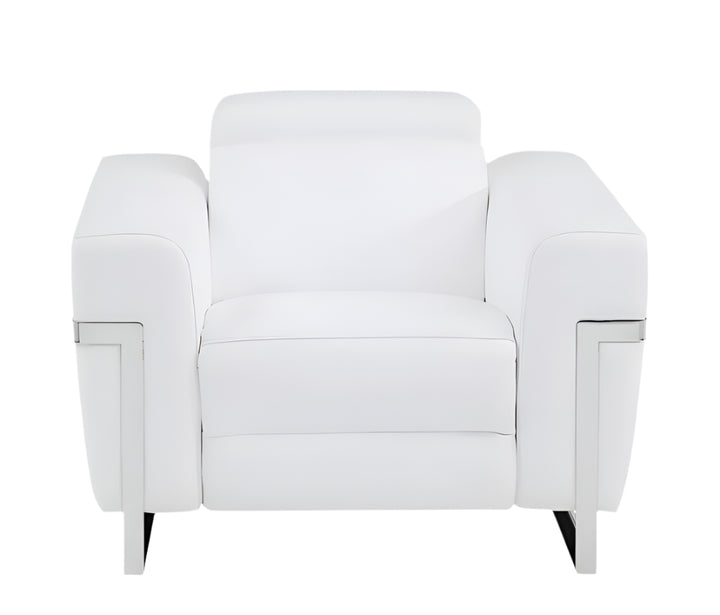 Valerio 41" White Italian Leather Infinite-Position Power Recliner