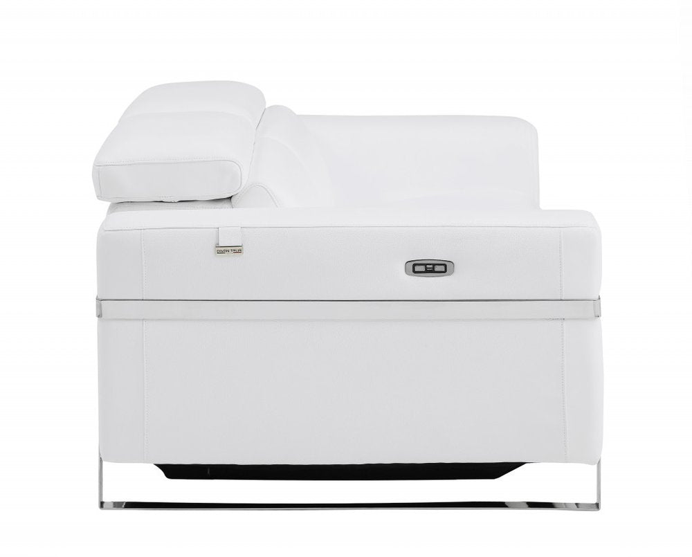Valerio 41" White Italian Leather Infinite-Position Power Recliner