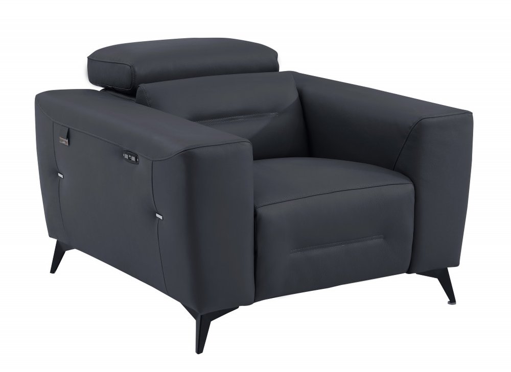 Modena 41" Charcoal Italian Leather Power Recliner
